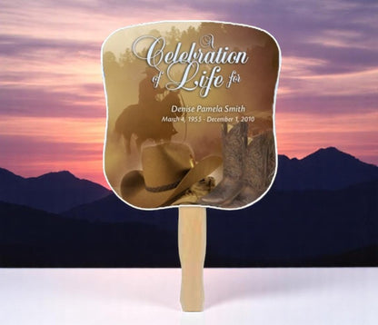 Ranch Memorial Fan With Wooden Handle (Pack of 10)