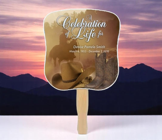 Ranch Memorial Fan With Wooden Handle (Pack of 10)