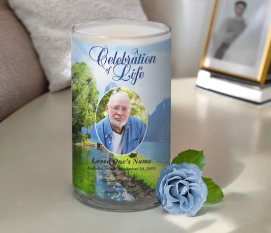 Reflection Personalized Glass Memorial Candle - The Funeral Program Site