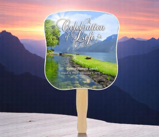 Reflection Memorial Fan With Wooden Handle (Pack of 10)