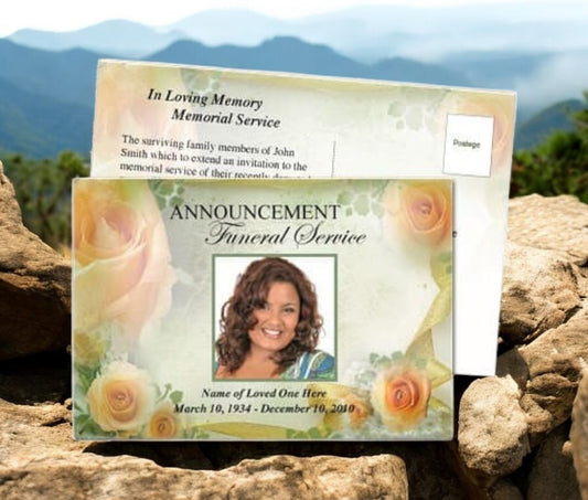Rejoice Funeral Announcement Postcard Template