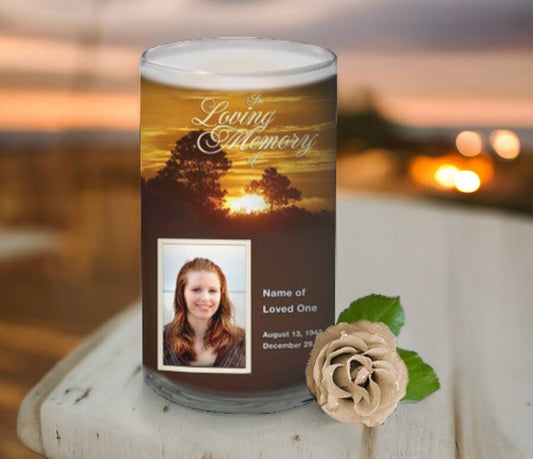 Renewal Personalized Glass Memorial Candle - The Funeral Program Site