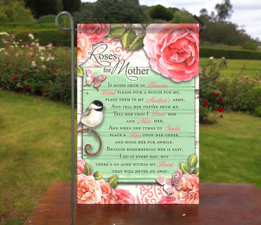 Roses For Mother Garden or Cemetery Flag - Funeral Program - Site Funeral Programs & Templates