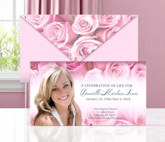 Pink Delight Envelope Fold Funeral Program Design & Print (Pack of 50)