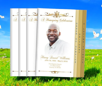 Royalty 8-Sided Graduated Funeral Program Design & Print (Pack 50)