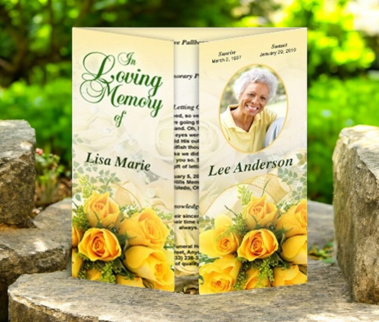 Saffron Gatefold Funeral Program Template