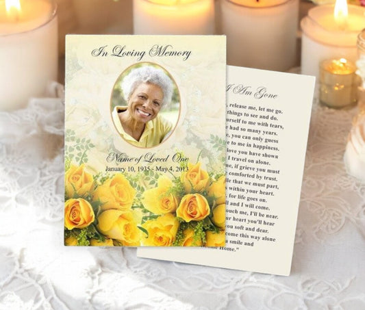 Saffron Flat Memorial Card Template