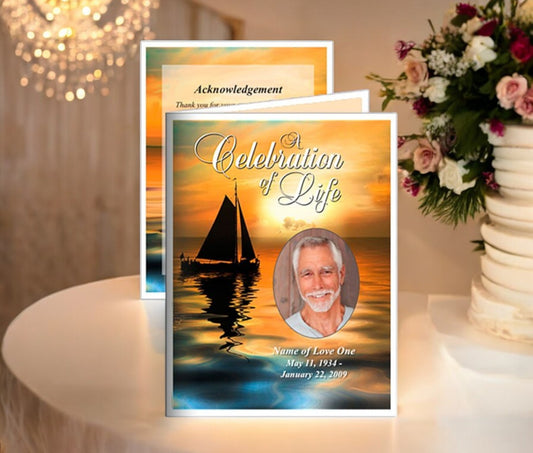 Sailboat Small Memorial Card Template