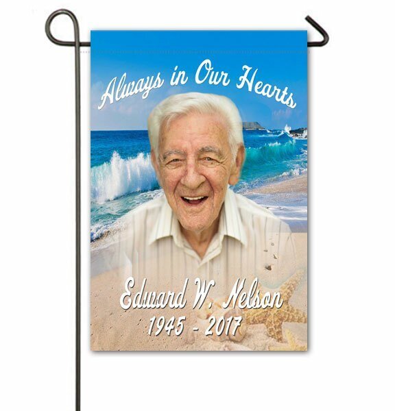 Sandy Shores Personalized Memorial Garden Flag - Funeral Program - Site Funeral Programs & Templates