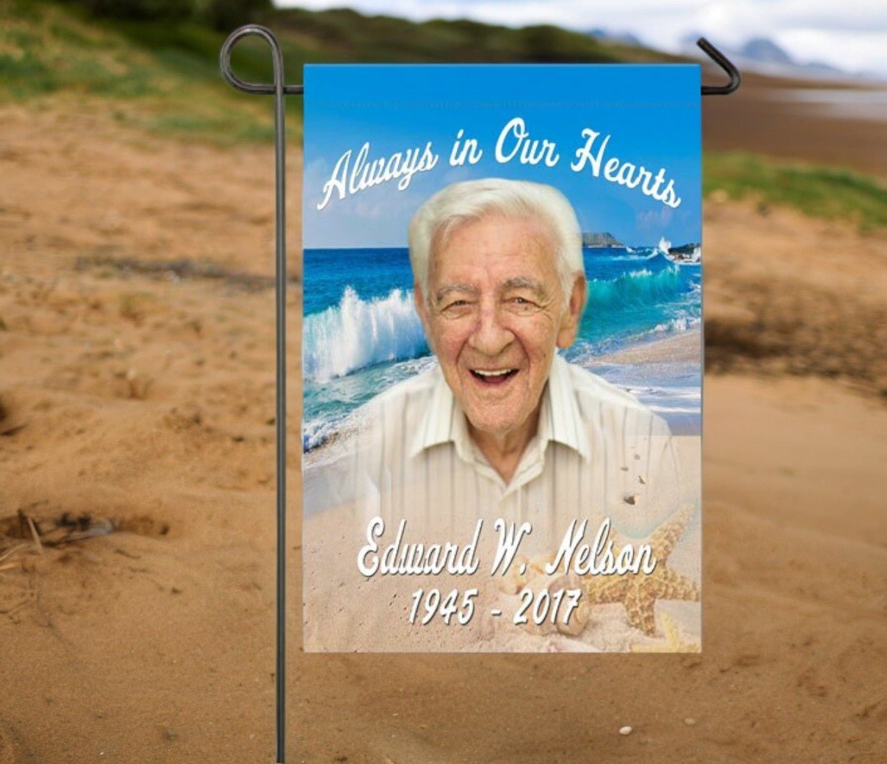 Sandy Shores Personalized Memorial Garden Flag - Funeral Program - Site Funeral Programs & Templates