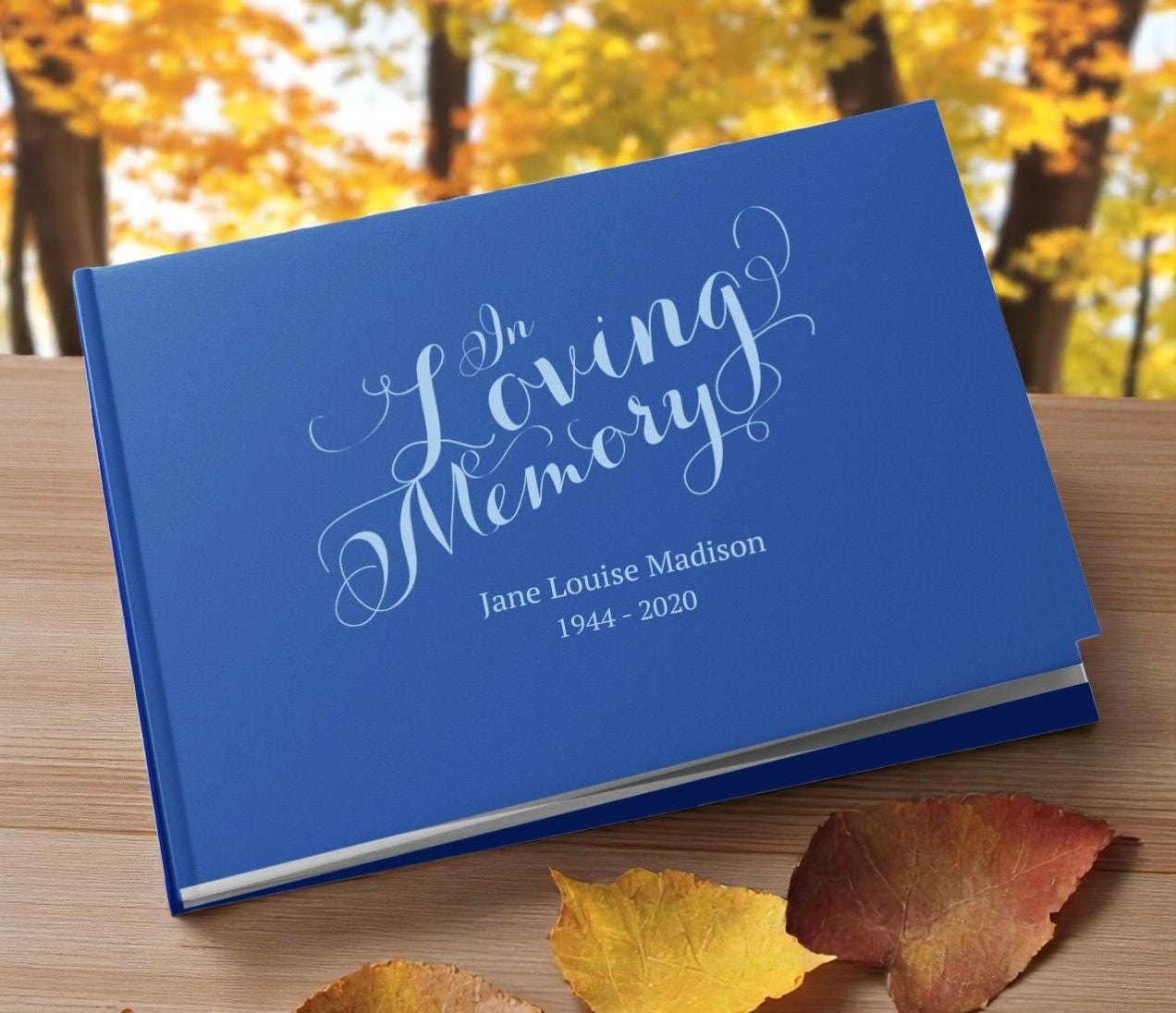 Scripted Elegance Landscape Funeral Guest Book