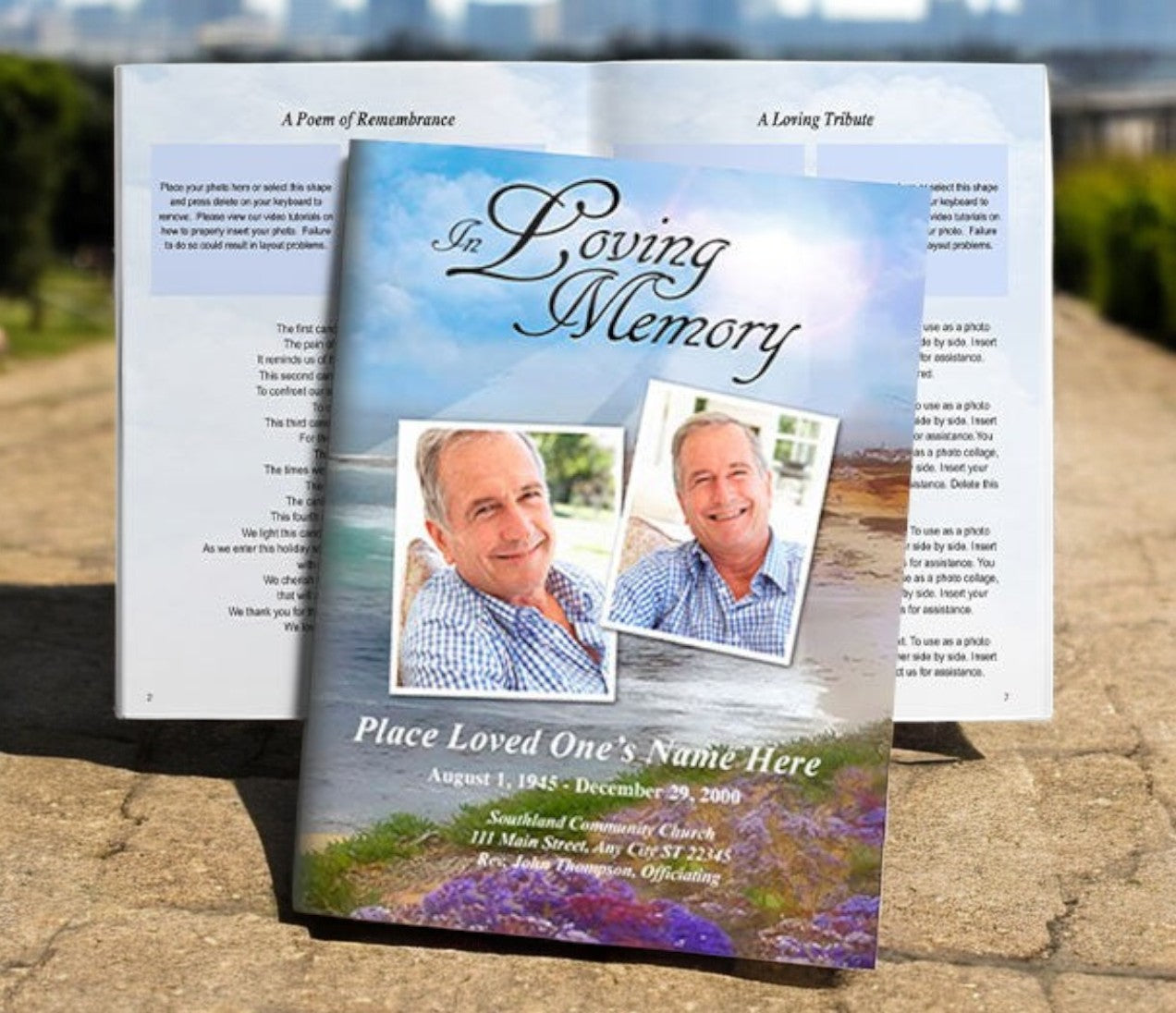 Seascape Funeral Booklet Template