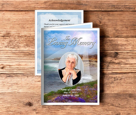 Seascape Small Memorial Card Template