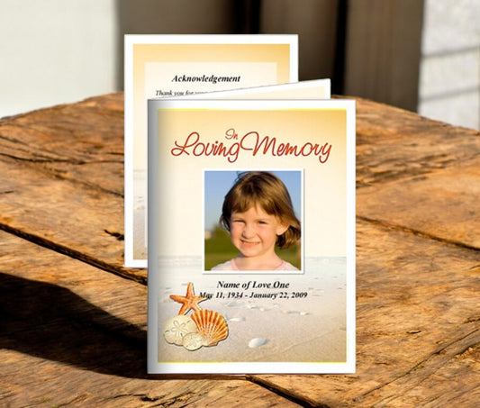 Seashore Small Memorial Card Template