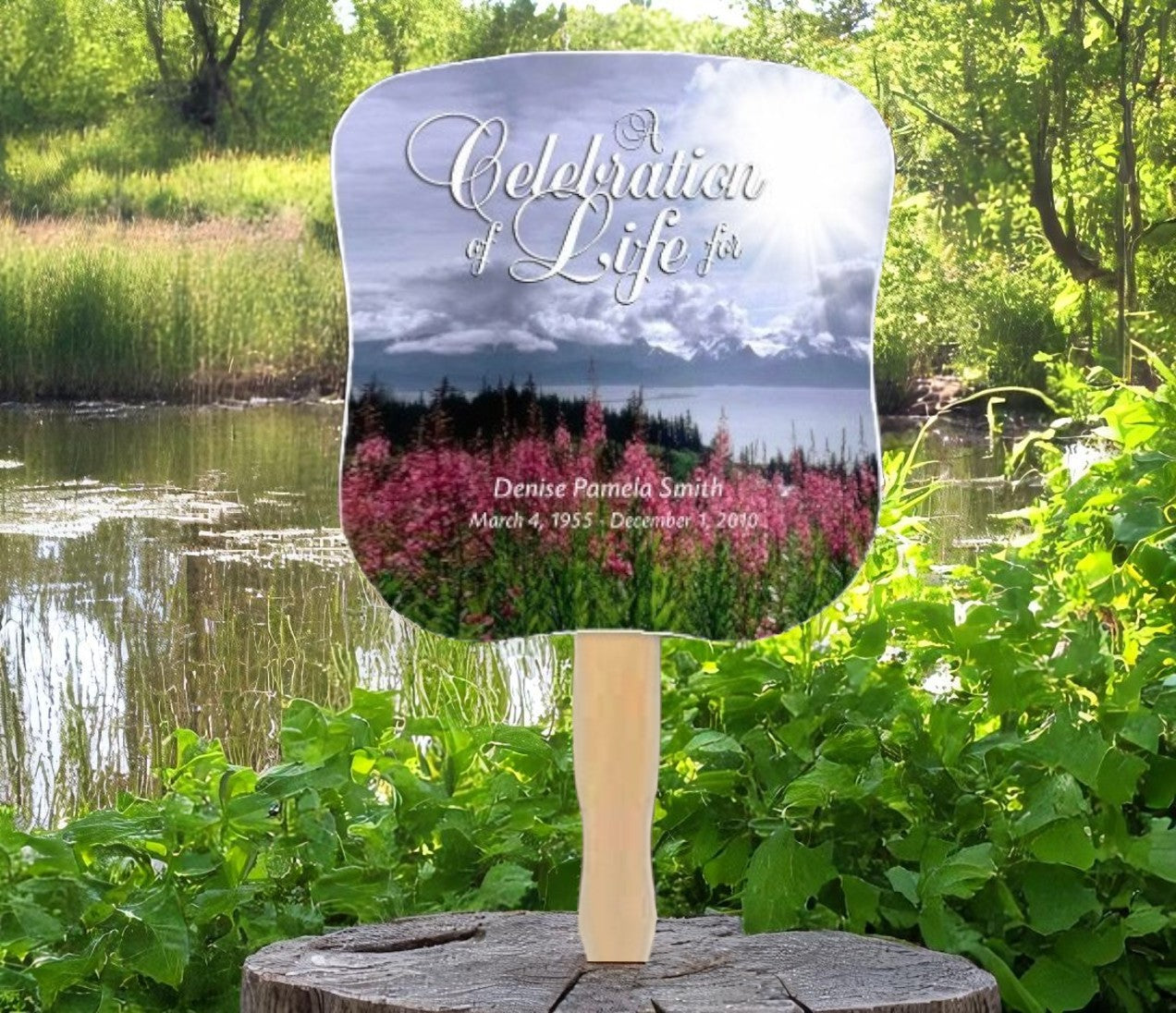 Seasons Memorial Fan With Wooden Handle (Pack of 10)