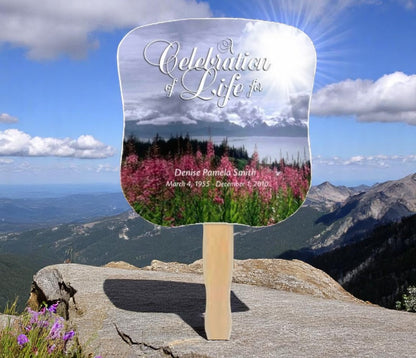 Seasons Memorial Fan With Wooden Handle (Pack of 10)