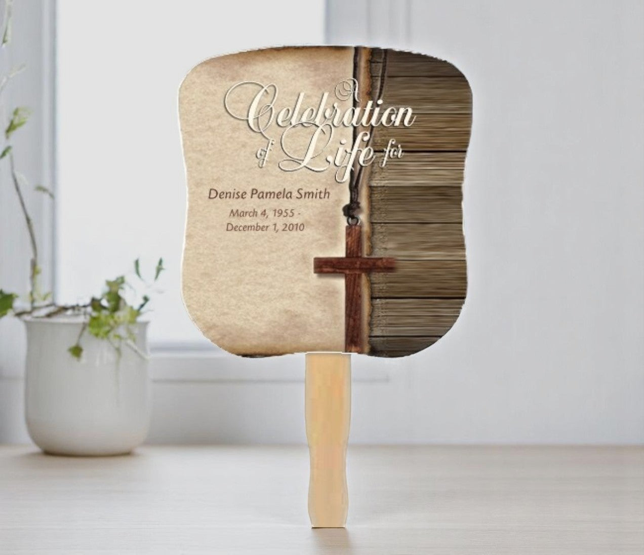Shepherd Memorial Fan With Wooden Handle (Pack of 10)