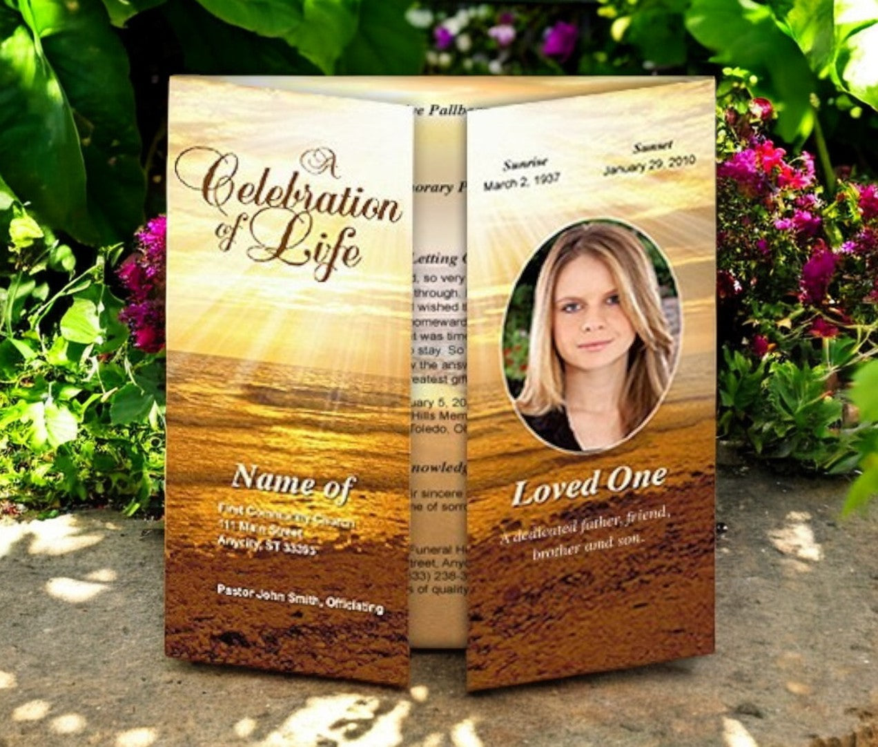Shine Gatefold Funeral Program Template