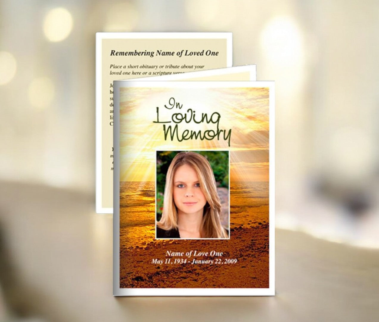 Shine Small Memorial Card Template
