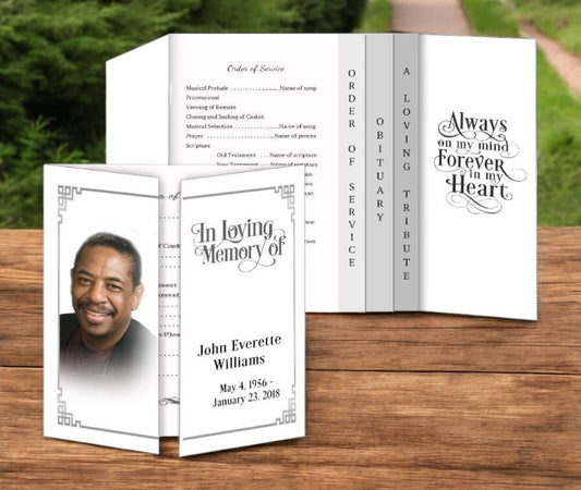 Silver Frame Gatefold-Graduated Combo Funeral Program Design & Print (Pack of 50)