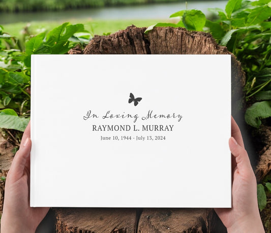 Simple Butterfly Funeral Guest Book