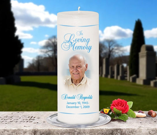Simple Personalized Wax Pillar Memorial Candle