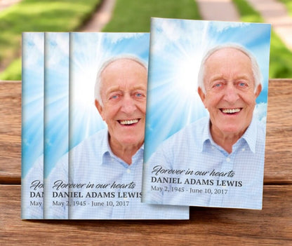 Sky Glow Bifold Funeral Program Design & Print (Pack of 50)