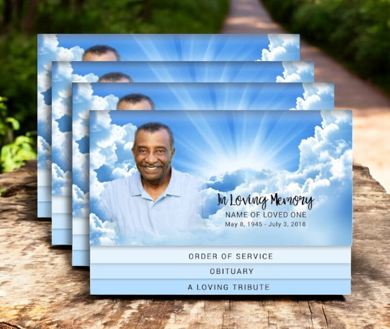 Skylight 8-Sided Graduated Bottom Funeral Program Design & Print (Pack of 50)