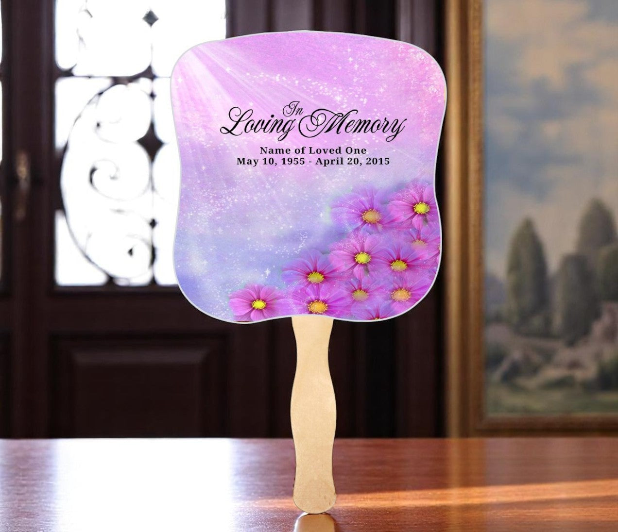 Sparkle Memorial Fan With Wooden Handle (Pack of 10)