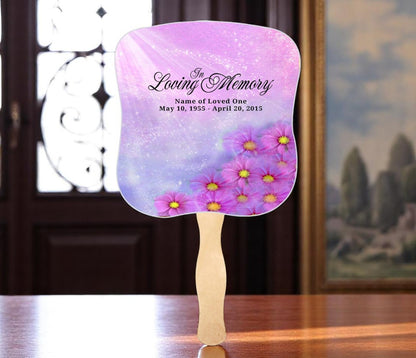 Sparkle Memorial Fan With Wooden Handle (Pack of 10)