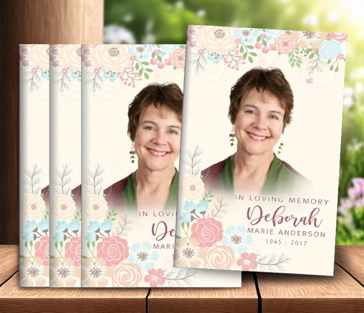 Spring Flowers Bifold Funeral Program Design & Print (Pack of 50)