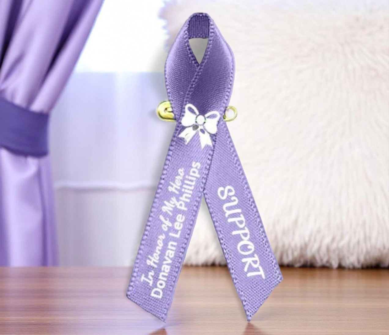 Funarl Ribbon Cancer Stomach Cancer Awareness Personalized Ribbon (Periwinkle) – Funeral ...