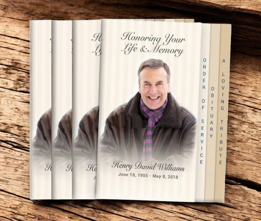 Stripes 8-Sided Graduated Funeral Program Design & Print (Pack of 50)