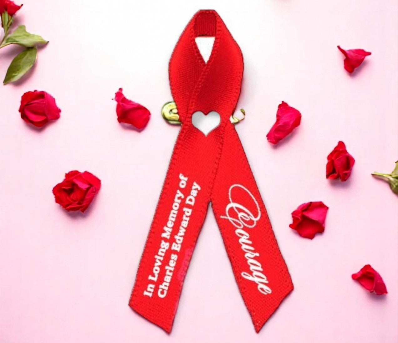 Personalized Stroke, Heart Disease Personalized Awareness Ribbon (Red) - Pack of 10