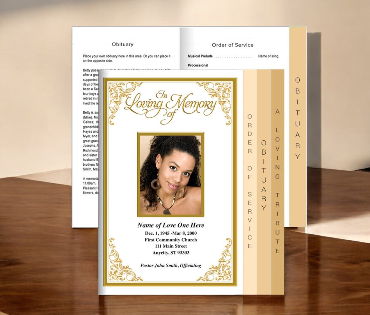 Tribute 8-Sided Graduated Funeral Program Template