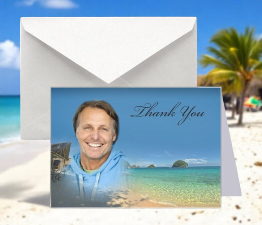 Tropical Funeral Thank You Card Design & Print (Pack of 50)