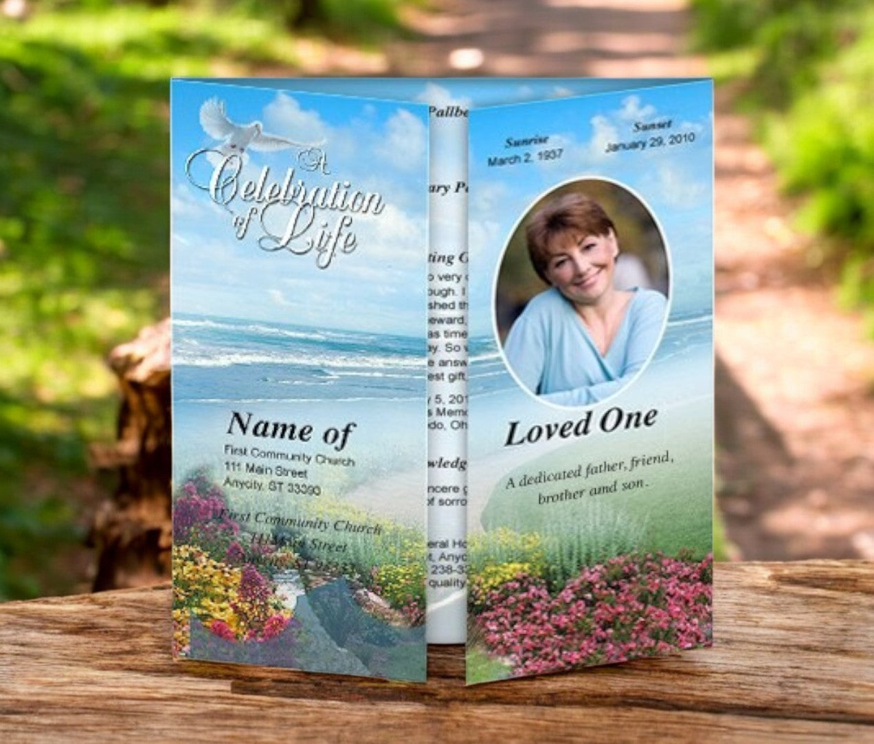 Unforgettable Gatefold Funeral Program Template