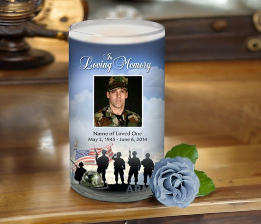 U.S. Army Personalized Glass Memorial Candle - The Funeral Program Site