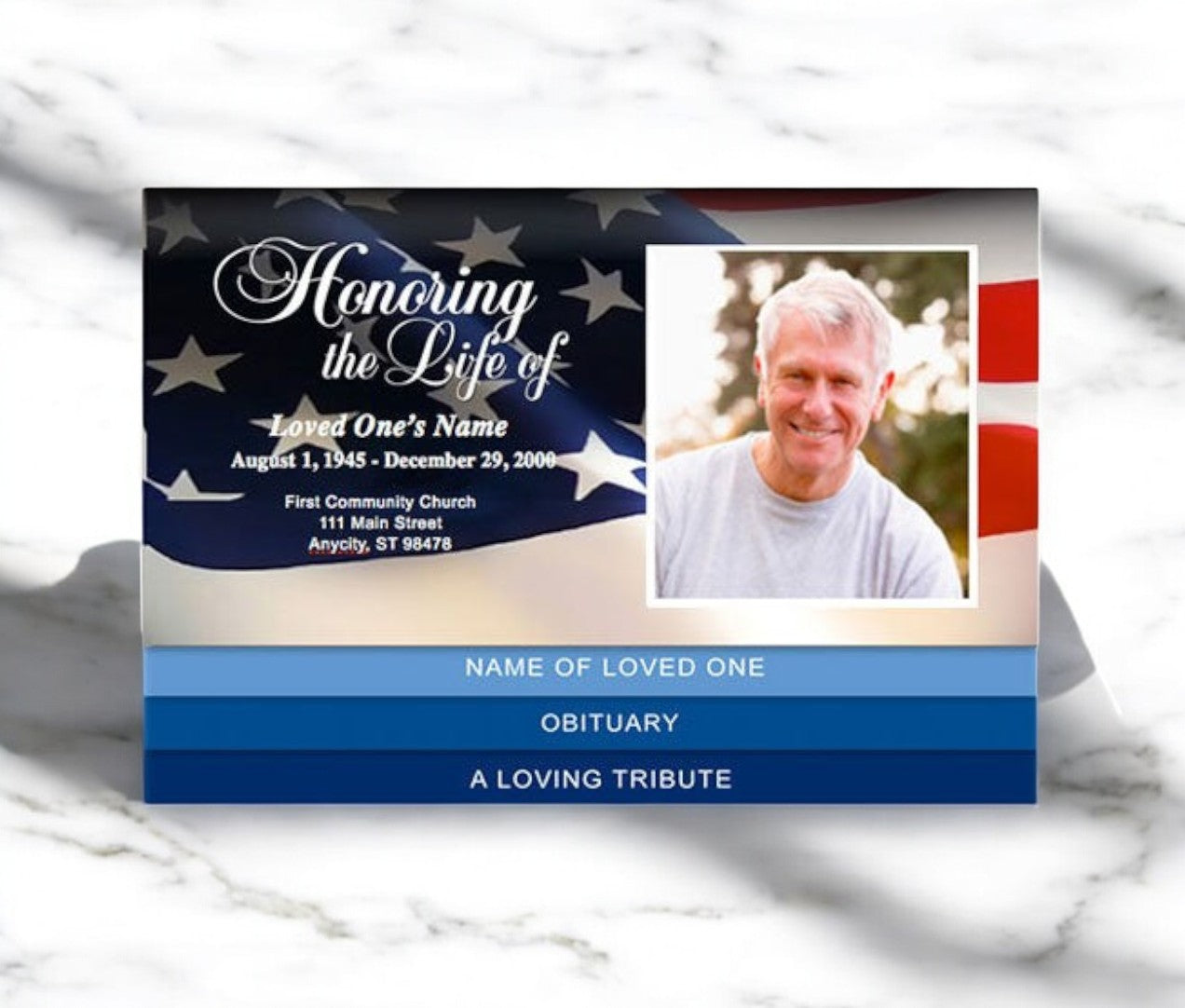 US Flag 8-Sided Graduated Bottom Fold Template