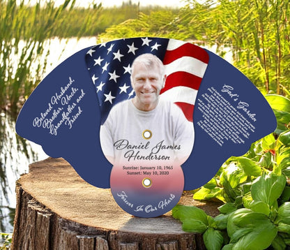 US Flag Folding Memorial Fan (Pack of 10)