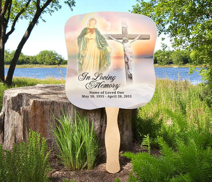 Vision Memorial Fan With Wooden Handle (Pack of 10)