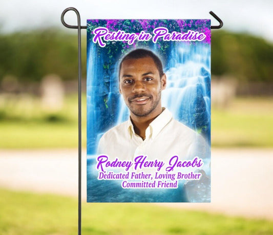 Waterfall Personalized Memorial Garden Flag - Funeral Program - Site Funeral Programs & Templates