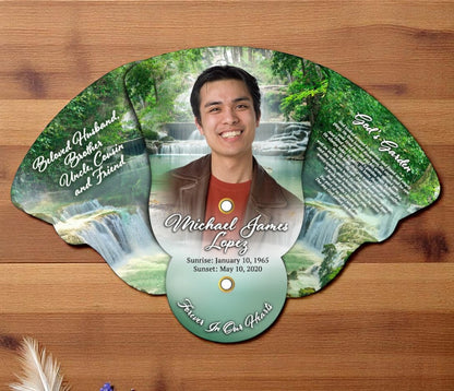 Waterfall Folding Memorial Fan (Pack of 10)