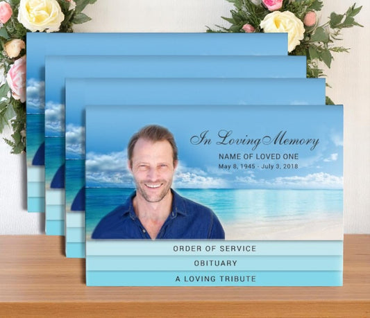 Waters 8-Sided Graduated Bottom Funeral Program Design & Print (Pack of 50)