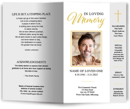 Silver Gold Funeral Program Template