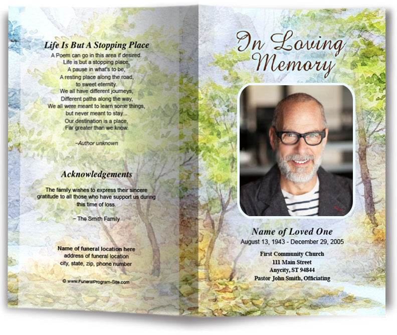 Greenery Funeral Program Template