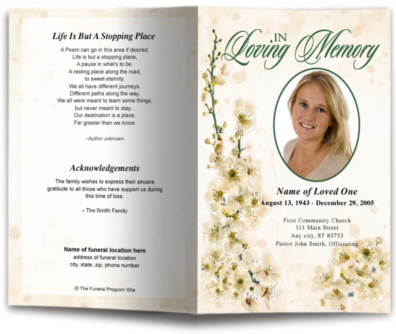 Spring Funeral Program Template