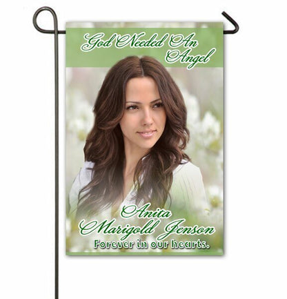 White Flowers Personalized Memorial Garden Flag - Funeral Program - Site Funeral Programs & Templates