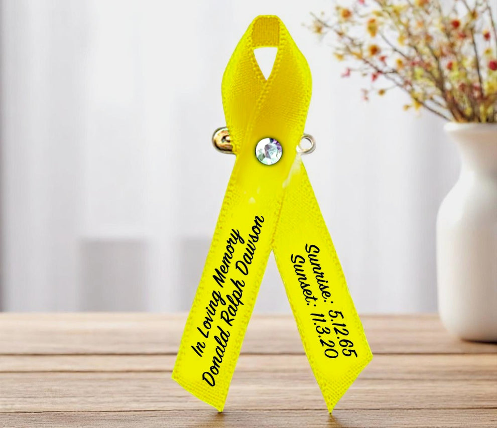 Personalized Yellow Cancer Ribbon - Pack of 10 – Funeral Program-Site ...
