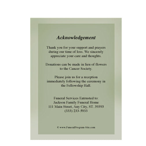 Bridge Small Memorial Card Template.
